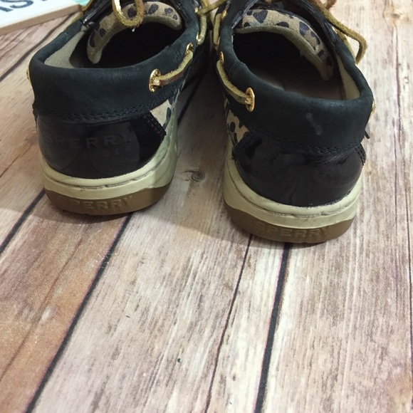 Sperry Black with leopard print shoes size 5.5 - Picture 5 of 6